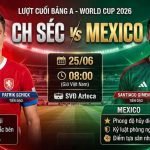 Nhận định bóng đá, soi kèo và xem trực tiếp trận CH Séc vs Mexico lượt cuối bảng A World Cup 2026.